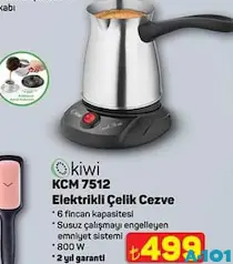 KİWİ KCM7512 ELEKTRİKLİ ÇELİK CEZVE